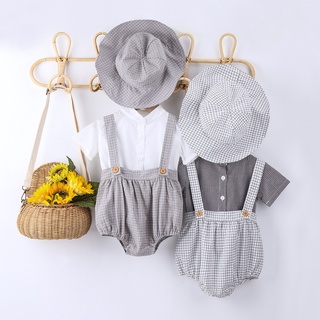 Newborn Baby Girl Boy T Shirt + Overalls Shorts + Hat 3 Pcs Toddlers Infant Summer Jumpsuit Clothes Outfits