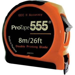 PROTAPE555 ตลับเมตร 8 เมตร เคลือบไนลอน สเกล 2 ด้าน (บอดี้พลาสติก ABS)#8ME555