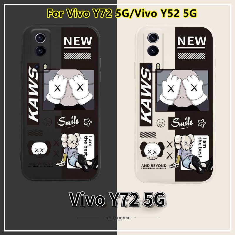 เคส Vivo Y72 Y52 5G เคส เคสโทรศัพท์มือถือซิลิโคนนิ่ม เนื้อแมตต์ กันกระแทก บางพิเศษ พิมพ์ลายโลโก้ ศิล