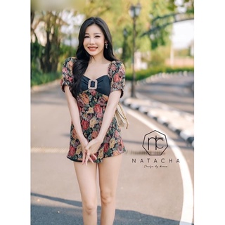 จั๊มสั้นผ้าทอ แต่งอกโบว์ งานป้าย Natacha ✨ ของใหม่ ป้ายห้อย