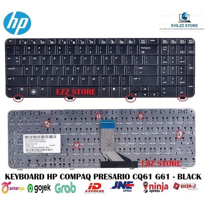 คีย์บอร์ด HP COMPAQ CQ61 G61 517865-001 517865-B31 532819-001 539618-001 9J.N0Y82.601 AE0P6R00110 ให