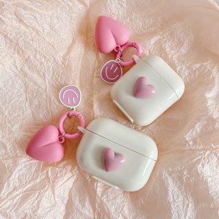 Pink Love case for Airpods 1 2 3 pro keychain shockproof