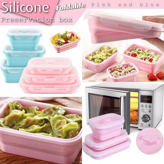 silicone preservation box กล่องอาหารกลางวันซิลิโคนแบบพับได้ กล่องข้าวซิลิโคนพับได้ 1เซ็ทมี 3 ชิ้น