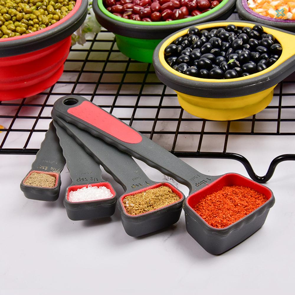 Elife Measuring Cups Spoons Collapsible Silicone Measuring Cups Spoons ...