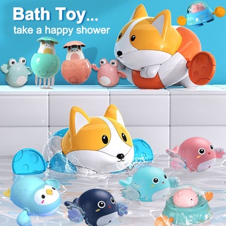 Baby Bath Toys Cartoon Bathroom Shower Game Animal Clockwork Toy Tortoise Penguin Clockwork Kids Beach Water Bathing Toy