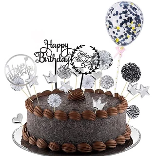 10 ชิ้น INS ขนาดใหญ่กระจกอะคริลิคเค้ก topper Happy birthday plug-in baking props ตกแต่งขนม