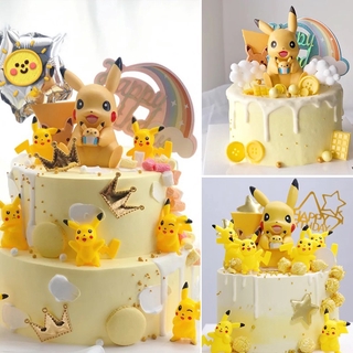 ฟิกเกอร์ pika-chu สําหรับตกแต่งเค้ก 6 ชิ้น