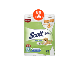 สก๊อตต์ เอ็กซ์ตร้า กระดาษชำระ ความยาวสามเท่า หนา2ชั้น 24 ม้วน SCOTT EXTRA Super Jumbo Roll Tissue 2 Ply 24 Rolls