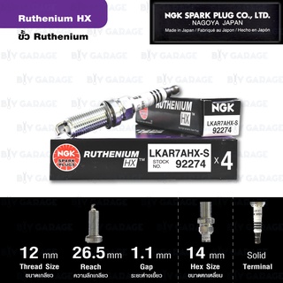 NGK หัวเทียน Ruthenium HX LKAR7AHX-S สำหรับ Toyota Corolla New Altis, Prius, Mazda Skyactive