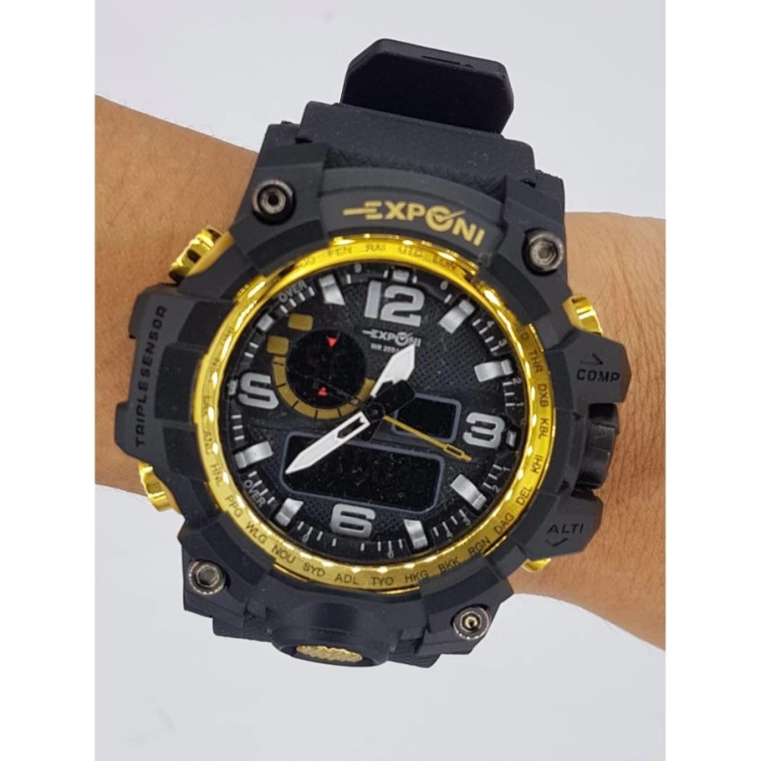 MK EXPONI นาฬิกาสปอร์ตกันน้ำ100 % กันกระแทก สายยาง สีดำ สำหรับผู้ชื่นชอบการออกกำลังกาย กันน้ำได้ลึก 200 เมตร EP-3239