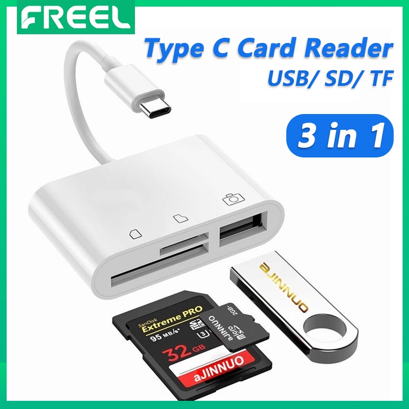 อะแดปเตอร์การ์ดรีดเดอร์ USB C เป็น SD พร้อม USB 3.0 Thunderbolt เป็นการ์ดรีดเดอร์ Micro SD TF 3 in 1 USB-C เป็น USB สําหรับ i-Pad Pro Mac-Book Pro Air i-Mac M1 XPS1315 R