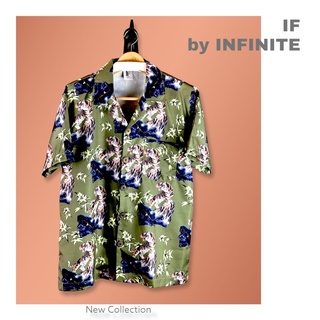 INFINITE เสื้อฮาวาย พิมพ์ลายกราฟฟิค เสือเขียว