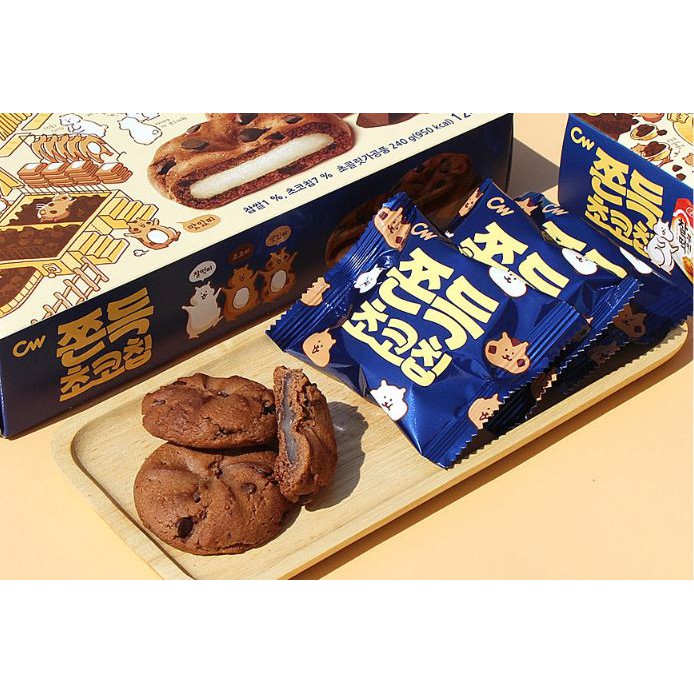 chewy chocolate cookie คุกกี้เกาหลี รสช็อคโกแลตชิพ สอดไส้แป้งต๊อก คุ้กก ...