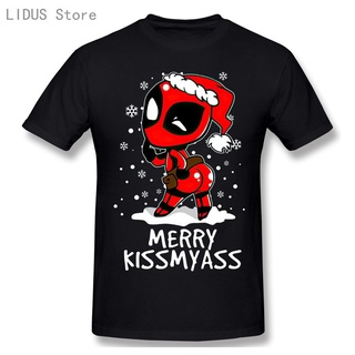 T-shirt  เสื้อยืด พิมพ์ลาย Kiss Love Me Christmas Deadpool Streetwear สําหรับผู้ชายS-5XL