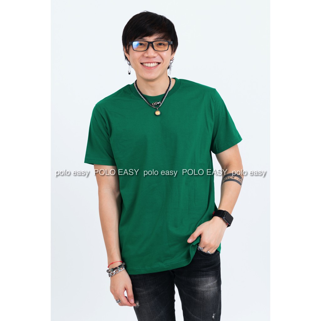 เสื้อยืดแฟชั่น ผู้ชาย T-Shirt Cotton 100% คอกลม แขนสั้น สีเขียว