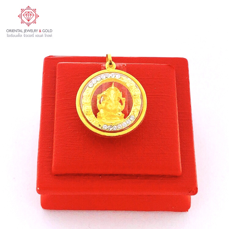 OJ GOLD พระพิฆเนศ จี้ทองแท้ 90% กันน้ำ มีใบรับประกัน  จี้ทอง จี้ทองคำแท้ จี้พระ