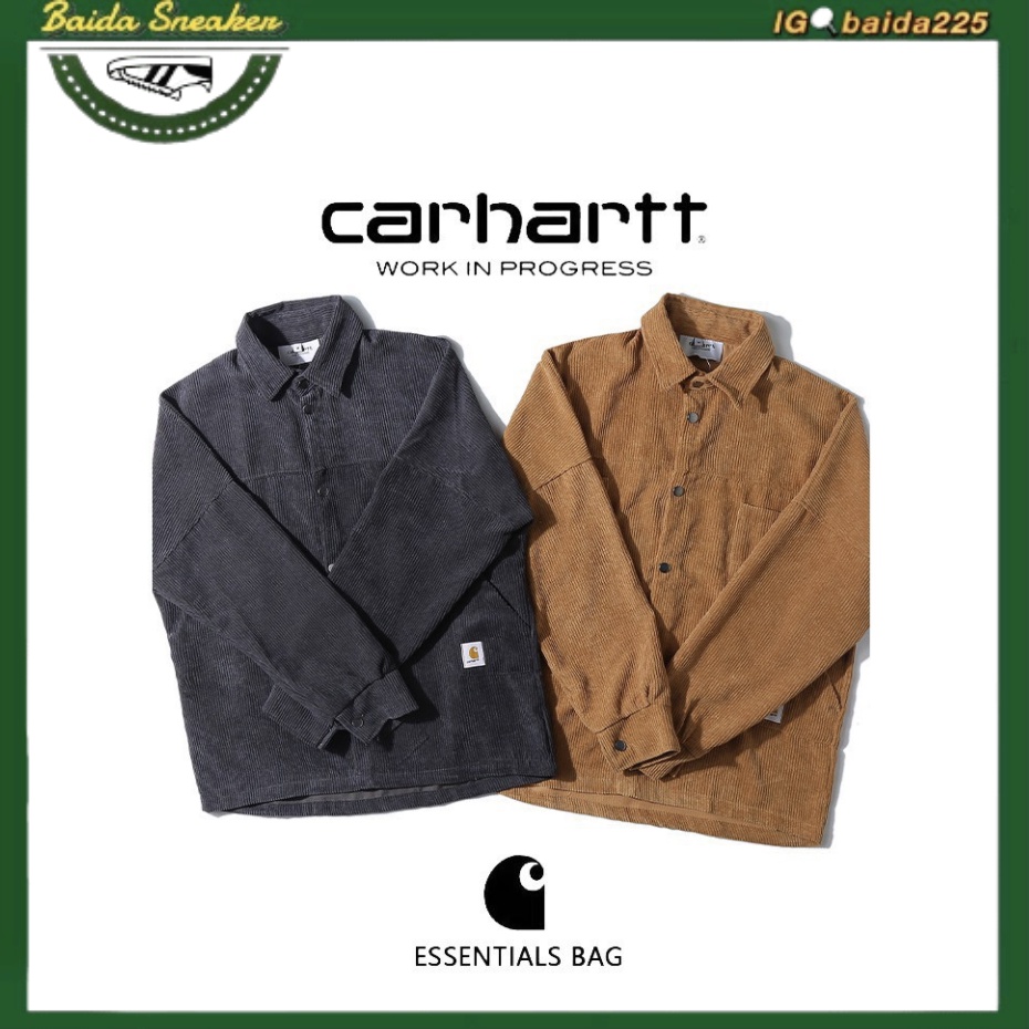 💥New💥carhartt เสื้อแจ็คเก็ต ฤดูใบไม้ผลิ Retro Corduroy Tooling สำหรับผู้ชายและผู้หญิง