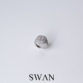 SWAN - Pave Baguette Pinky Ring แหวนนิ้วก้อยเงินแท้  ฝังเพชรคิวบิกเซอร์โคเนีย cubic zirconia