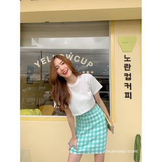 กระโปรงผ้าไหมพรม" Gingham Knitted skirt" ลาย scotโทนสีพาสเทล valan 💙nuttyshopp.p