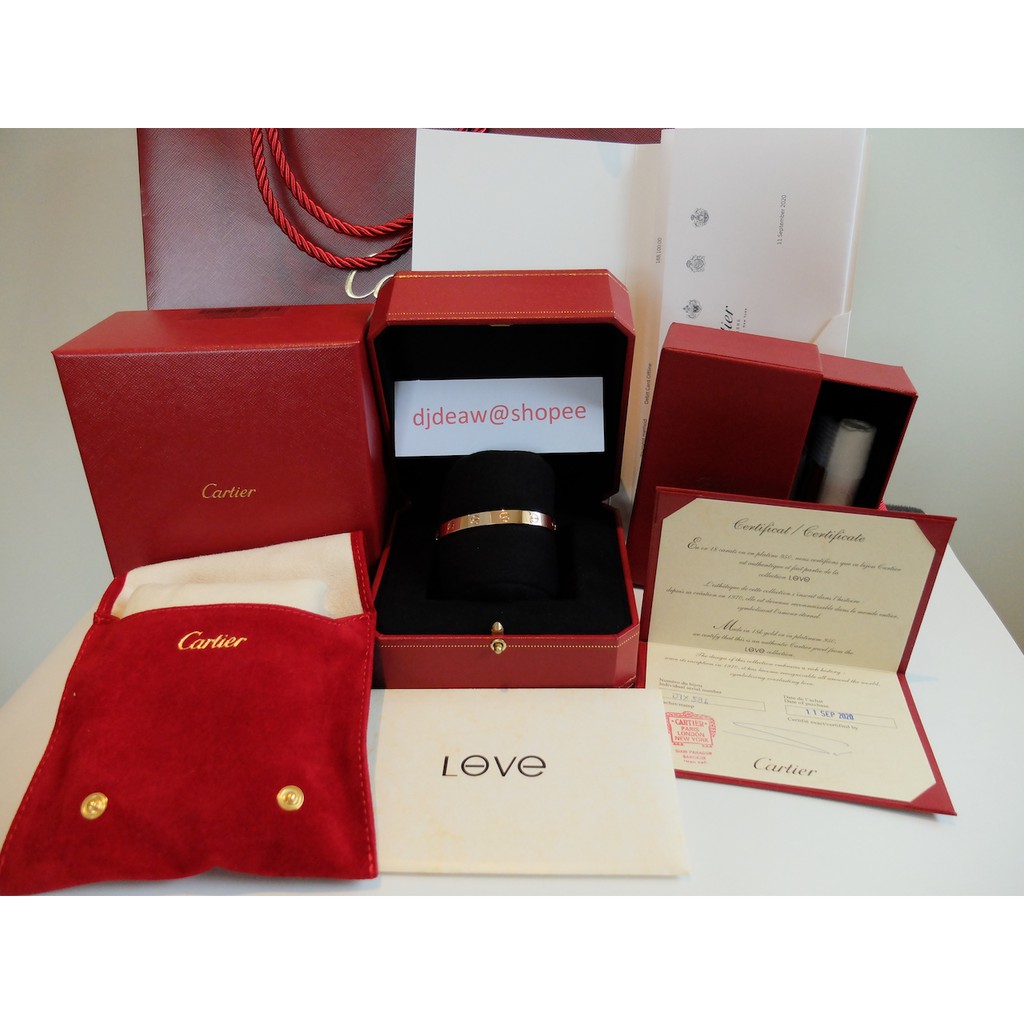 กำไล Cartier Love Cuff Bracelet Size 17 สี Rose Gold ออกช้อปไทยปี 2020 FULL SET