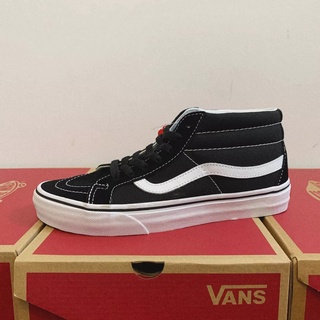 Vans SK8-HI MID รองเท้าผ้าใบลําลอง ลายโลโก้ สีดําและสีขาว สําหรับผู้ชาย และผู้หญิง -1724