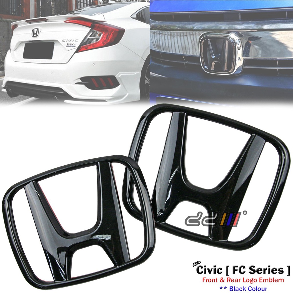 [2 ชิ้น] ป้ายสัญลักษณ์โลโก้ HONDA สีดําสําหรับ Honda Civic FC FC1 FC2 FC6 2016-2021 ด้านหน้าและด้านห