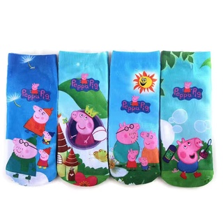 ถุงเท้าผ้าฝ้ายลายการ์ตูน Peppa Pig 4 In 1 4 คู่