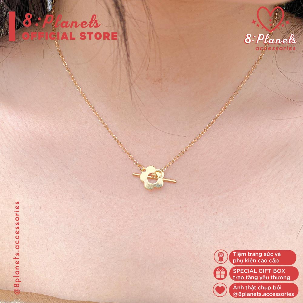 8 Planets สร้อยคอดอกไม้เจาะน่ารักสําหรับผู้หญิง (เงินและทอง)