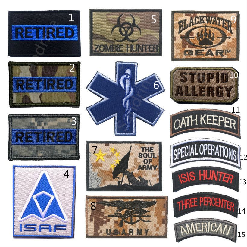 Retired Embroiderey ยุทธวิธีทหาร Morale แพทช์ป้าย Combat Emblem Applique สําหรับเสื้อผ้า