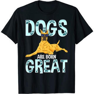 เสื้อยืด ผ้าฝ้าย 100% พิมพ์ลาย Great Dane In Sunglasses Dogs Are Born Great สําหรับผู้ชาย คู่รักS-5XL