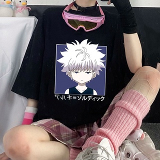 ผู้ชายผู้หญิงเสื้อยืด Tops Kawaii Hunter X Hunter Tshirt Killua Zoldyck เสื้อยืดลูกเรือคอติดตั้งนุ่มอะนิเมะมังงะ Tee เสื้อเสื้อผ้า