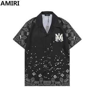 ----Am ---iri --- เสื้อเชิ้ตแขนสั้น พิมพ์ลายโลโก้ สําหรับผู้ชาย และผู้หญิง