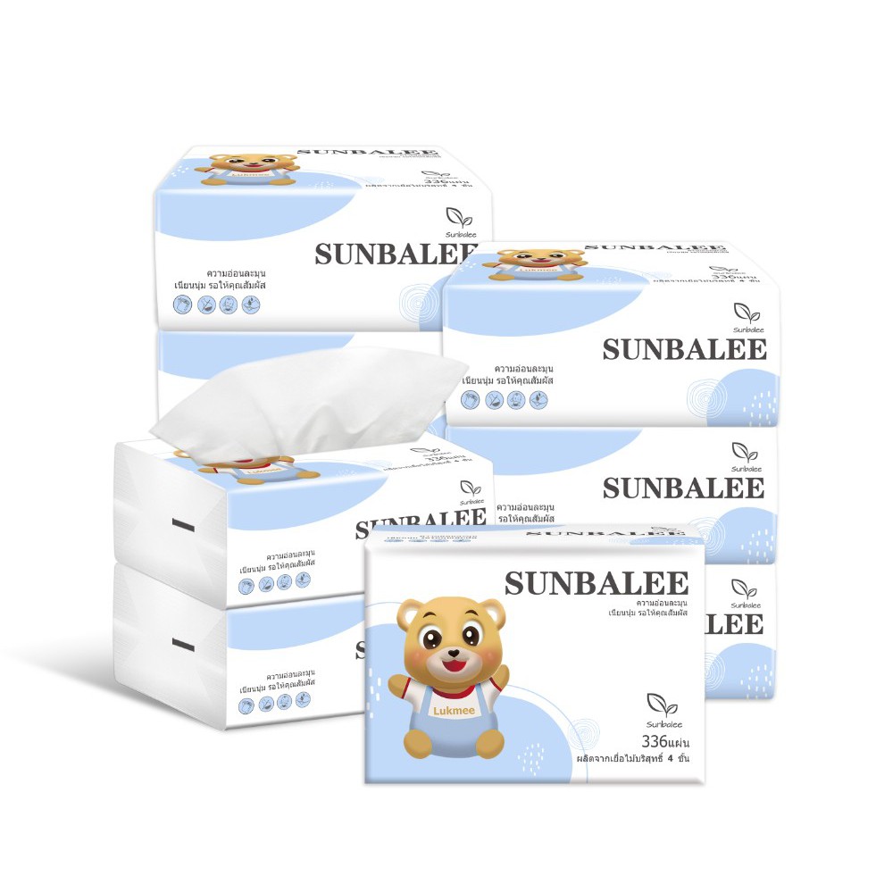 🧻🧻 กระดาษทิชชู Sunbalee กระดาษเช็คหน้า & เช็คมือ กระดาษทิชชูพกพา ปลอดภัย ไร้สารเรืองแสง Big K 🧻🧻