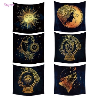 Super Sun and Moon Psychedelic Wall Tarot Tapestry Altar Tarot Cloth Divination Accessories with Art Chakra Home Decorations for Bedroom Dorm Decor