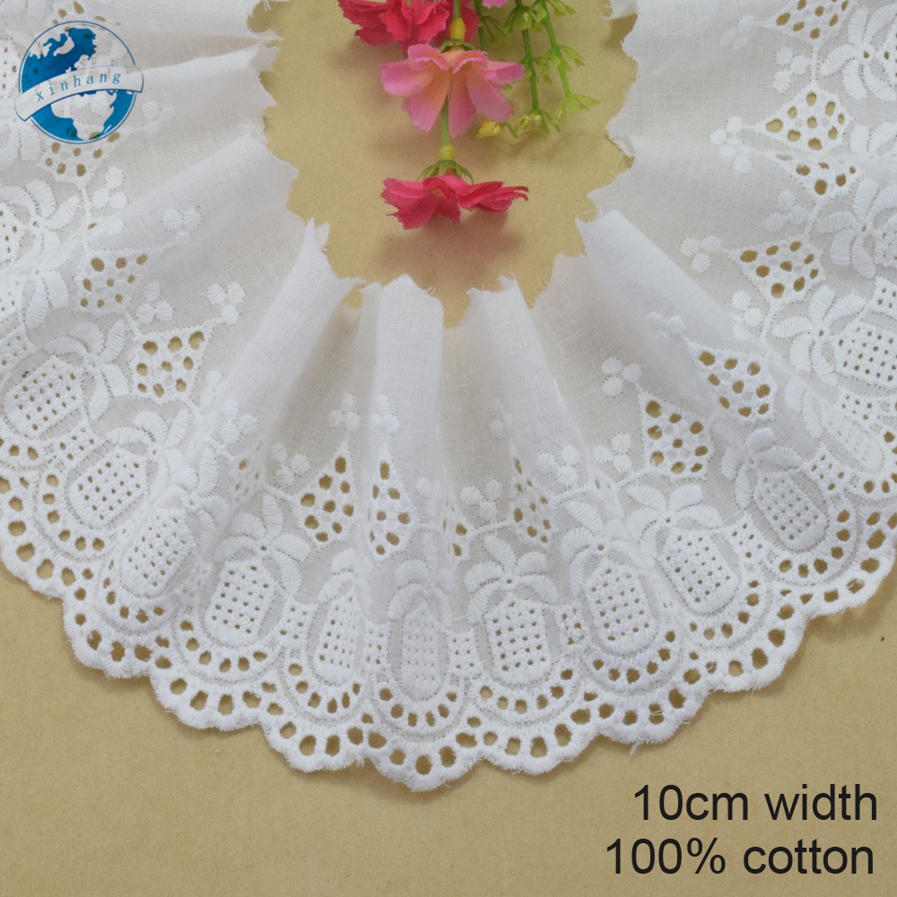 ผ้าฝ้าย 100% ขอบลูกไม้ปัก DIY สำหรับตกแต่งเสื้อผ้า