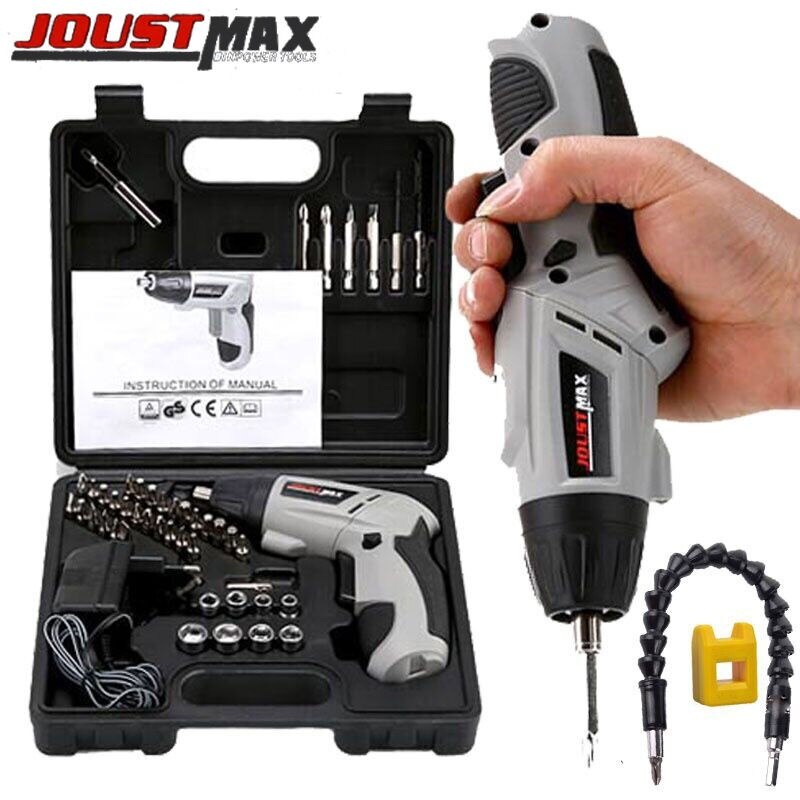 ขายในสต็อกไขควงไฟฟ้า joustmax4.8v ชุด45ชิ้นชาร์จไฟได้อเนกประสงค์ใช้ในครัวเรือนสว่านไฟฟ้าเครื่องมือฮา