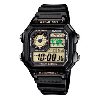 Casio Standard นาฬิกาข้อมือผู้ชาย สีดำ สายเรซิน รุ่น AE-1200WH-1BVDF