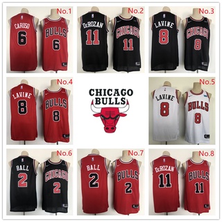 เสื้อกีฬาแขนสั้น ลายทีม NBA Chicago Bulls Jerseys Ball Lavine Derozan Caruso 8 สไตล์ สําหรับผู้ชาย