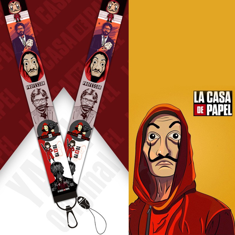 La casa de papel~ สายคล้องคอ เชือกเส้นเล็ก 1 ชิ้น สําหรับคล้องโทรศัพท์มือถือ พวงกุญแจ
