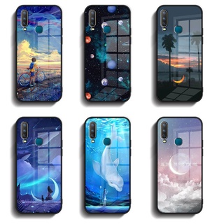 เคสกระจกนิรภัย ขอบซิลิโคนนิ่ม สําหรับ VIVO Y15 Y12 Y17 1901 1902 1904