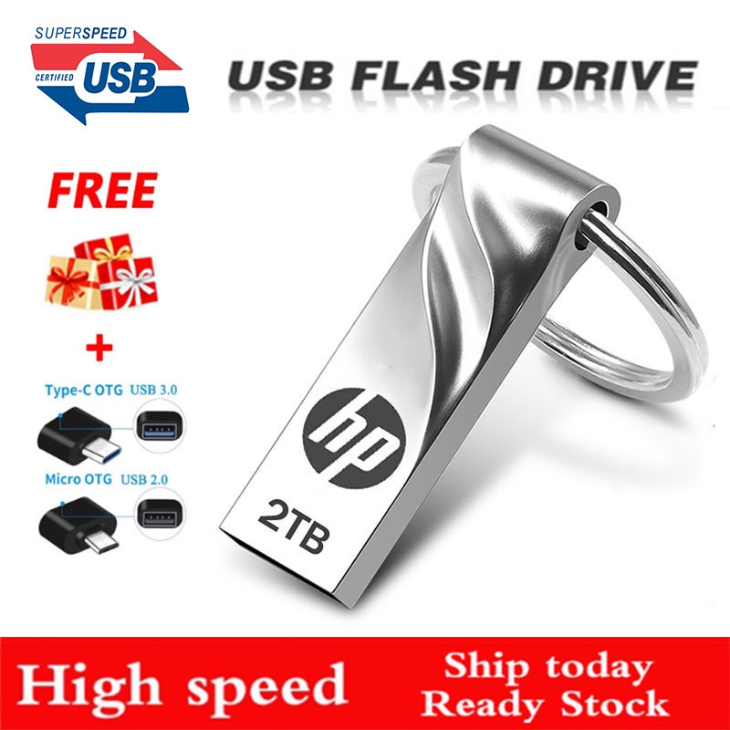 HP โลหะ USB แฟลชไดรฟ์ 2TB 1TB 512GB 256GB USB 2.0 Pendrive + อะแดปเตอร์ OTG usb แฟลชไดรฟ์ otg แฟลชได