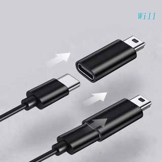 Will Quality อะแดปเตอร์เชื่อมต่อ USB C เป็น Mini USB 2.0 รองรับการชาร์จ และซิงค์ข้อมูล อลูมิเนียม