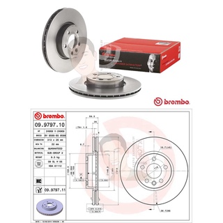 09 9797 11 จานเบรค ล้อ F (ยี่ห้อ BREMBO) รุ่น UV VOLK SWAGEN Caravelle T4 2.8 VR6 ปี2000-2003