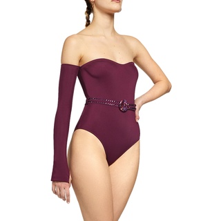 Angelys Balek ชุดว่ายน้ำ One Shoulder Wave Belted  Swimsuit  รุ่นFW20SW006057013 สีม่วงเข็ม