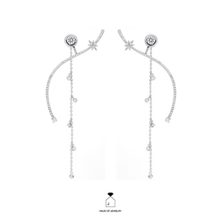 Haus of Jewelry - EXQUISITE VENUS EARRINGS ต่างหูเงินแท้ ประดับเพชรคิวบิกเซอร์โคเนีย (Cubic Zirconia)