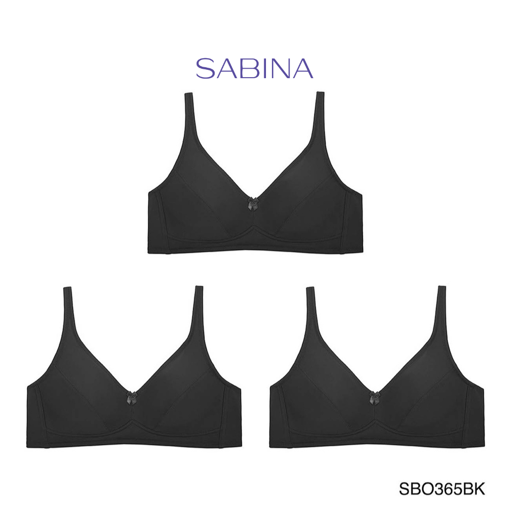 Sabina ซาบีน่า เสื้อชั้นใน Invisible Wire (Set 3 ชิ้น) (ไร้โครง) รุ่น Function Bra รหัส SBO365BK สีดำ