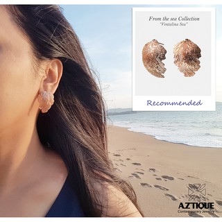 Aztique ต่างหูเงินแท้ ปะการัง Coral Earrings Gift Jewelry handmade ต่างหู vs
