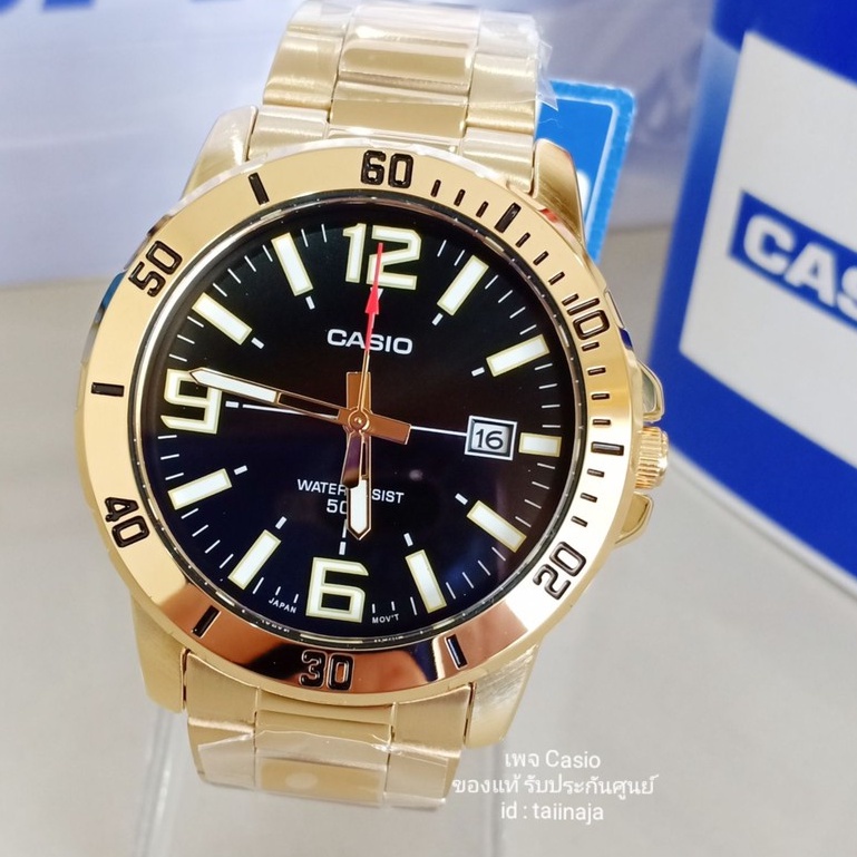 นาฬิกา CASIO ของแท้ รับประกันศูนย์ รุ่น MTP-VD01G นาฬิกาเรือนทอง สำหรับคุณผู้ชาย หน้าใหญ่ สายใหญ่ กันน้ำลึก