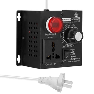 ตัวควบคุมแรงดันไฟฟ้า AC 220V 4000W ตัวควบคุมแรงดันไฟฟ้าตัวแปรขนาดกะทัดรัดแบบพกพาความเร็วอุณหภูมิแสงปรับแรงดันไฟฟ้า Dimme