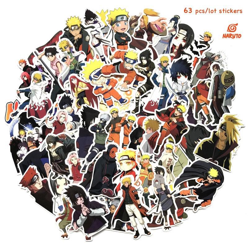 Y&amp;P| สติ๊กเกอร์ NARUTO ชุดสติ๊กเกอร์กราฟฟิตีกันน้ำ, 63 ชิ้น